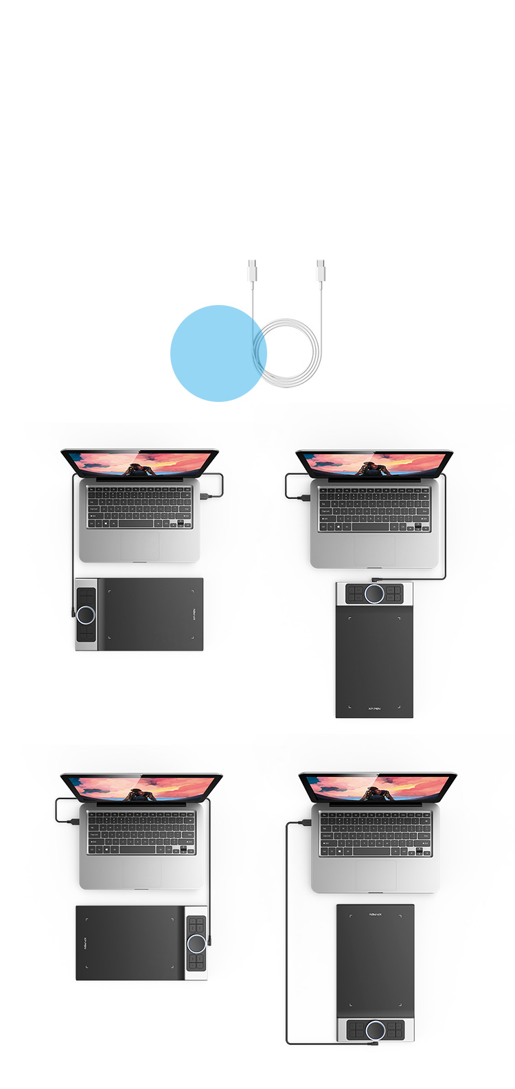 XP-Pen Deco Pro artists drawing tablet equipped with a Type-C port